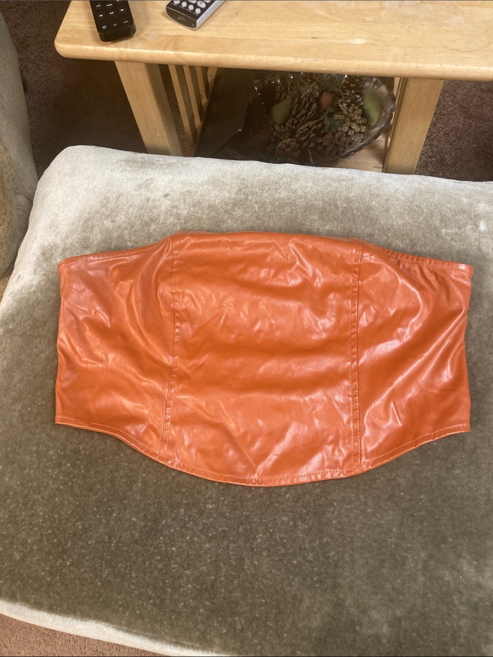 wild fable Orange Faux Leather Strapless Tube Top